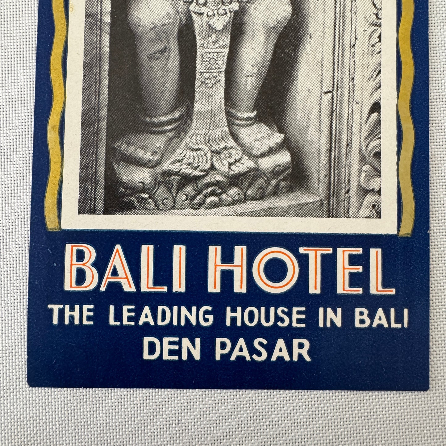 Vintage Hotel Travel Luggage Label Bali Hotel Den Pasar Indonesia