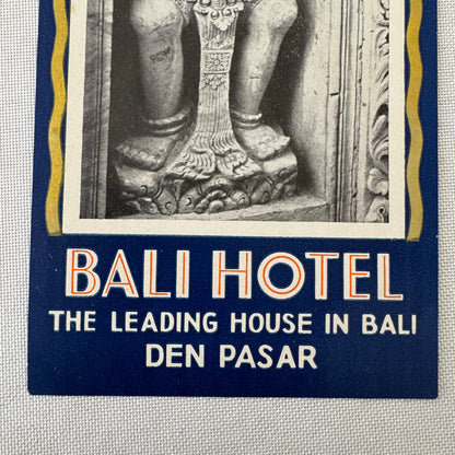 Vintage Hotel Travel Luggage Label Bali Hotel Den Pasar Indonesia