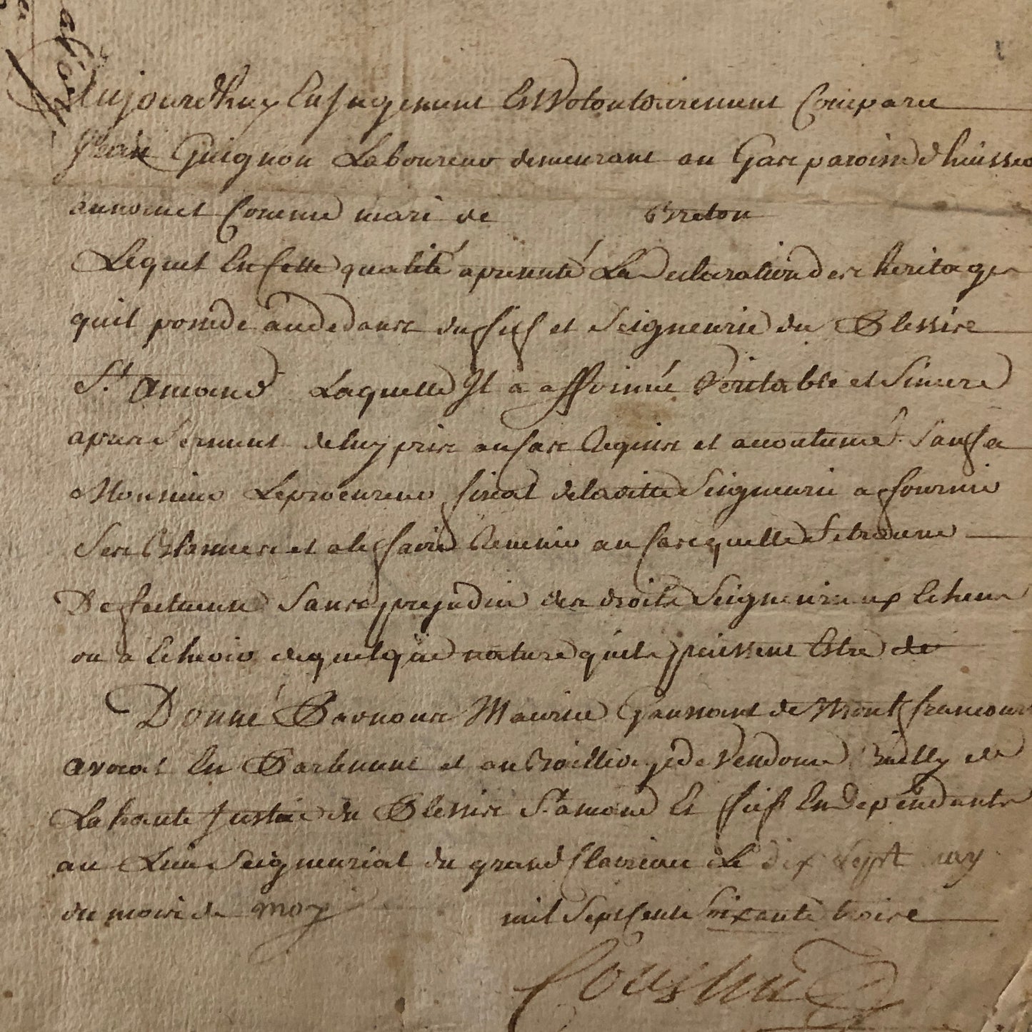 Antique Hand Written French Document Dated 1763 Beautiful Early Letter