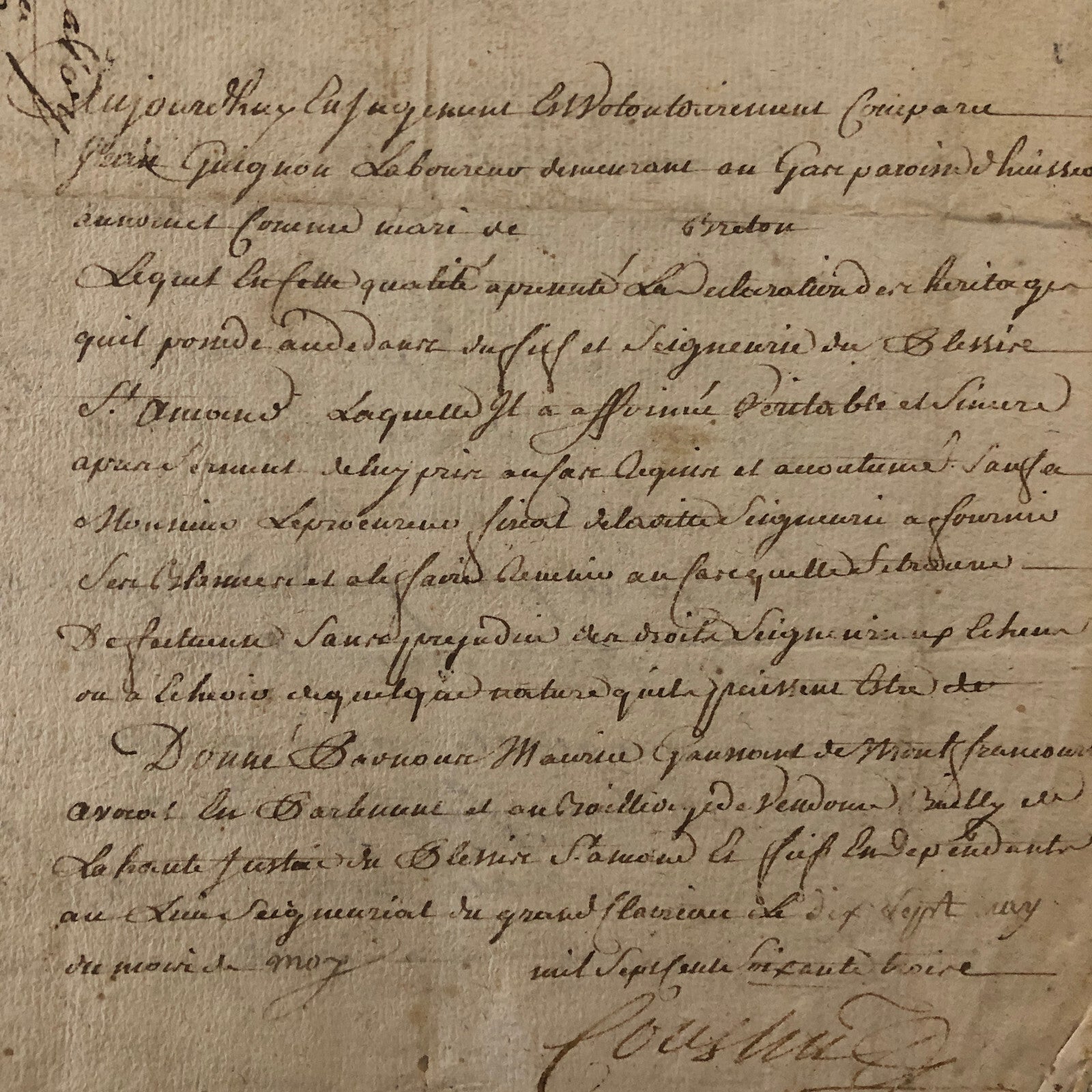 Antique Hand Written French Document Dated 1763 Beautiful Early Letter