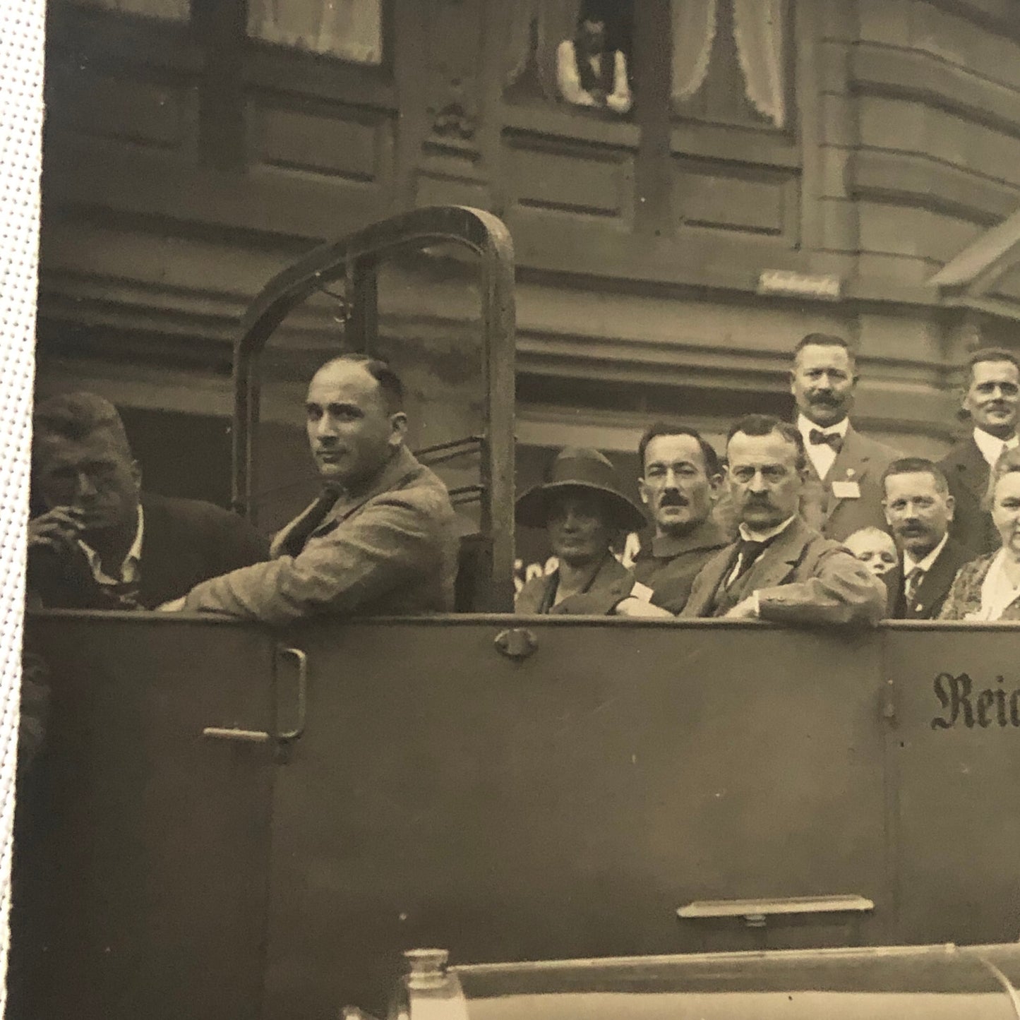 Vintage Photo Photograph Snapshot People Car Bus Germany + AL22SM2