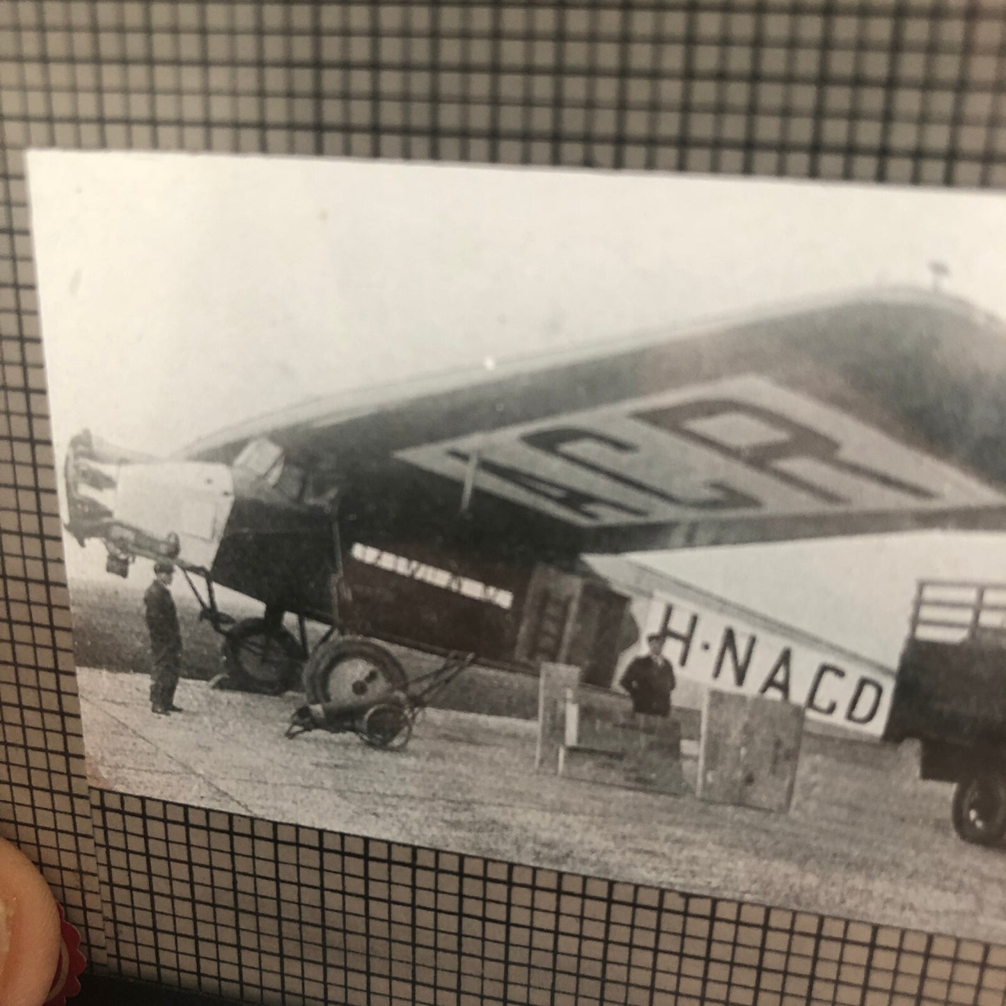 Antique Glass Plate Lantern Slide Aircraft Airplane Truck Aviation