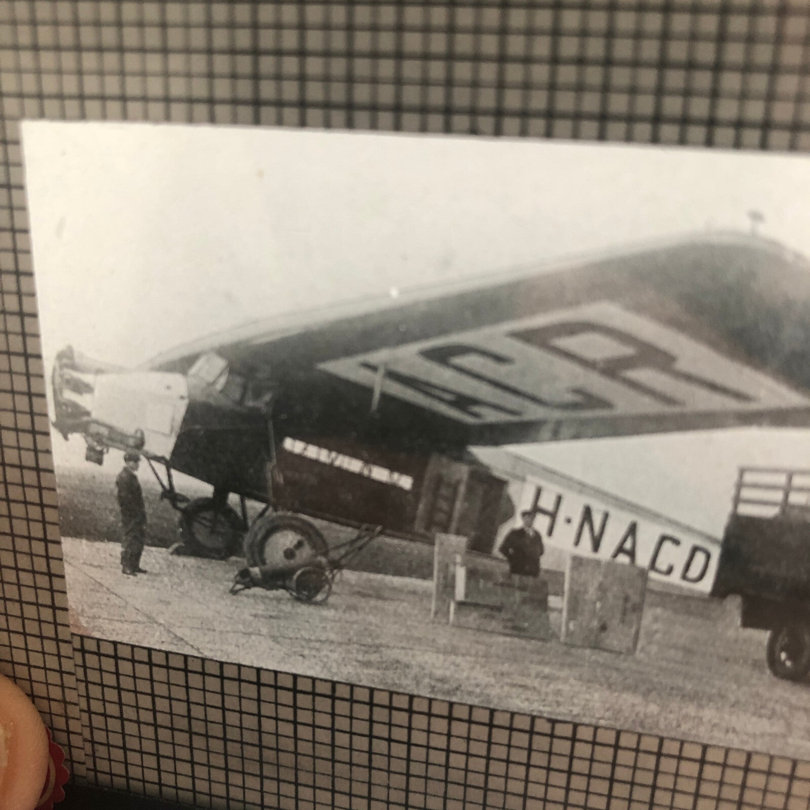 Antique Glass Plate Lantern Slide Aircraft Airplane Truck Aviation