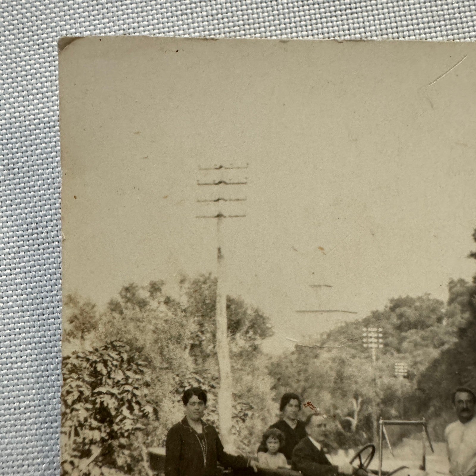 Vintage Photograph Photo Print Family with Early Car Automobile European