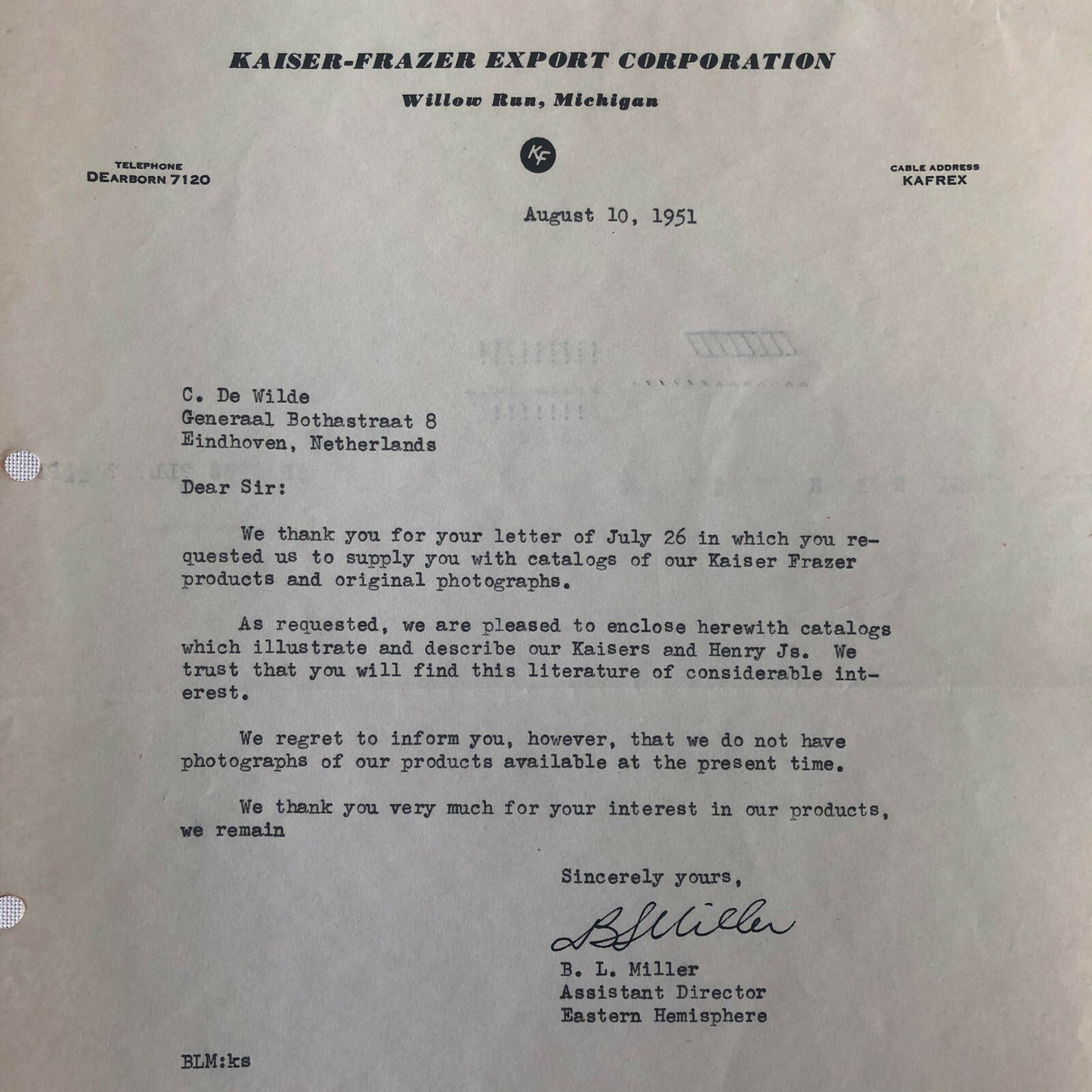 1947 - 1951 Kaiser Frazer Export Corporation Letter Letterhead Lot of 3