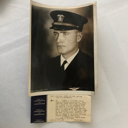 Press Photo Photograph Airplane Racing Pilot Alford J Williams 1933 Army