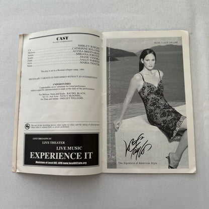 Necessary Targets Cast Signed Theater Playbill Autographed Signature 2002