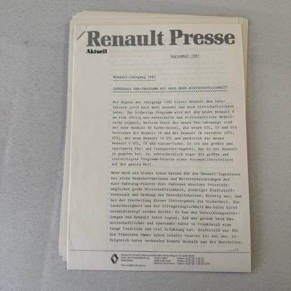 1982 Renault Press Kit Brochure Photos Renault 5 Turbo 9 14 Fuego 30 Alpine A310