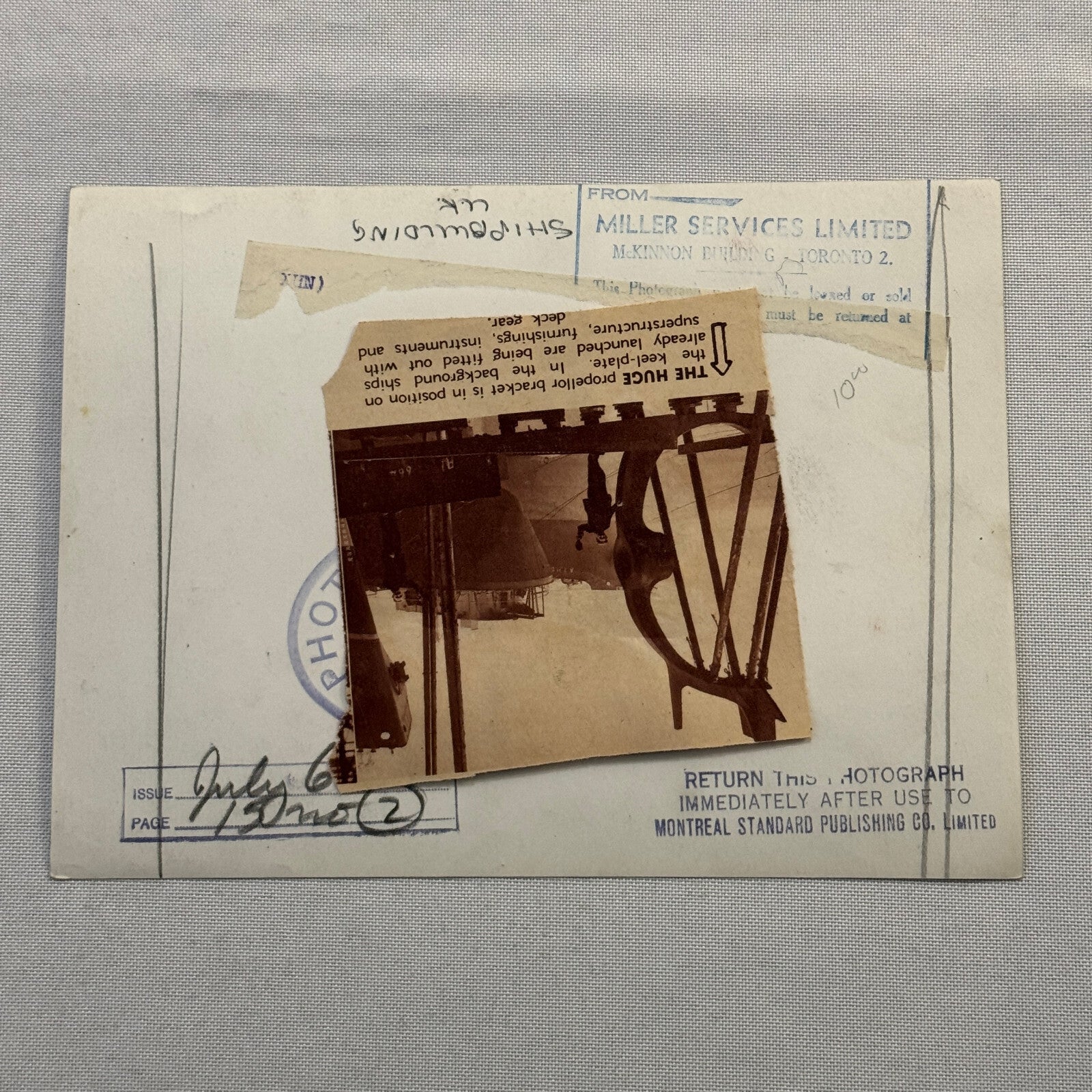 Vintage Ship Building Press Photo Photograph Boat Vessel Propellor Bracket UK