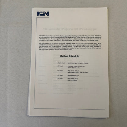 Rothmans Mitsubishi Pajero Rally Rallye Racing Press Kit 1993 Rally of Tunisia