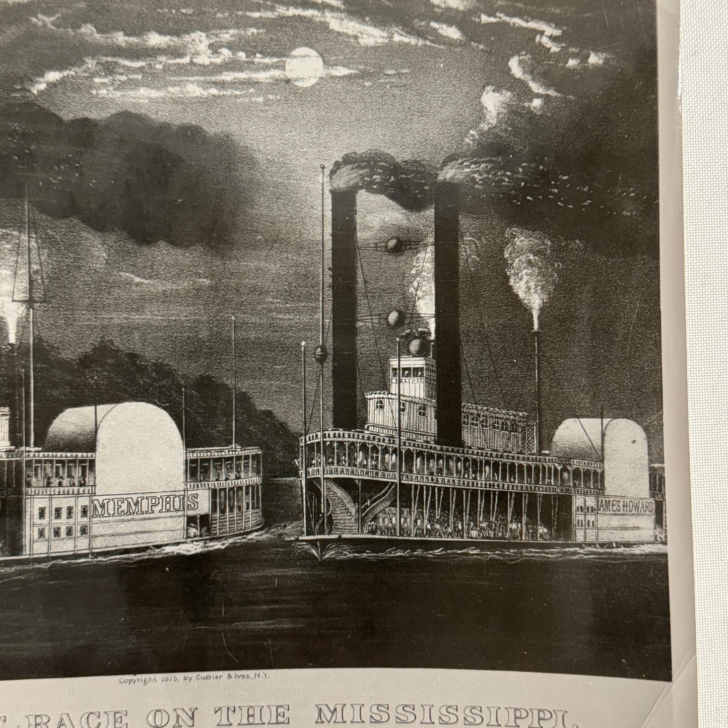 Vintage Photo Photograph Steamboat Boat Ship Mississippi Currier & Ives