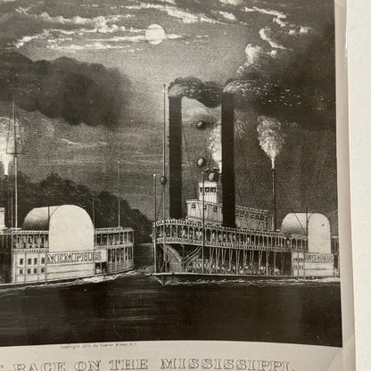 Vintage Photo Photograph Steamboat Boat Ship Mississippi Currier & Ives