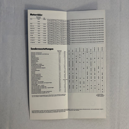 1982 BMW Motorcycle Bike Options Sales Brochure R45 R65 R80 R100 RT CS GERMAN