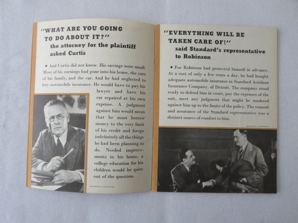 Vintage Standard Accident Insurance Book Sales Brochure 1930s - Auto Insurance 