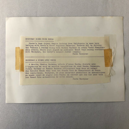 Vintage Honda Racing Photo Photograph Ronnie Bucknum Nakamura Goodyear Tire 