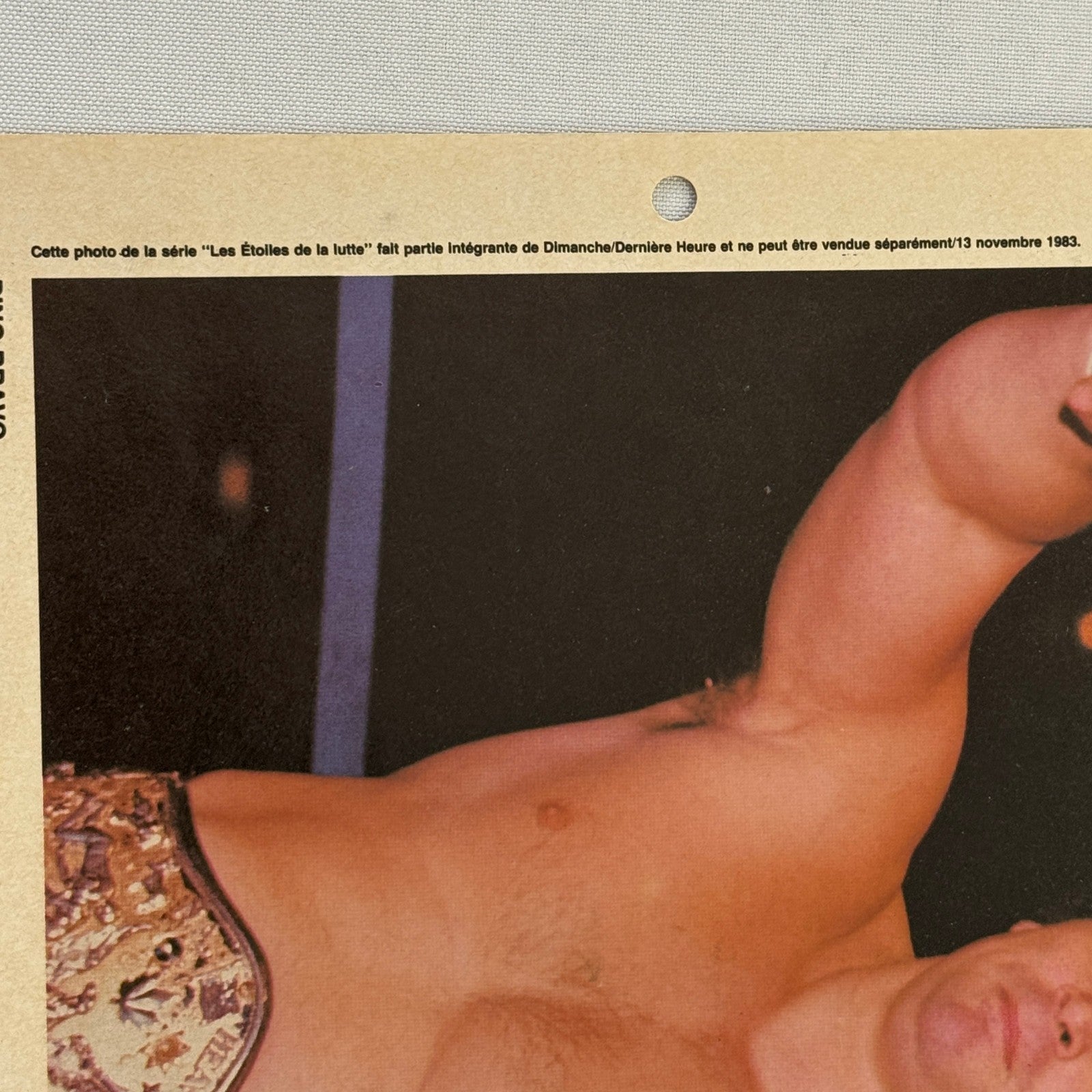 Vintage Wrestling Print Insert Dino Bravo Quebec French 1983