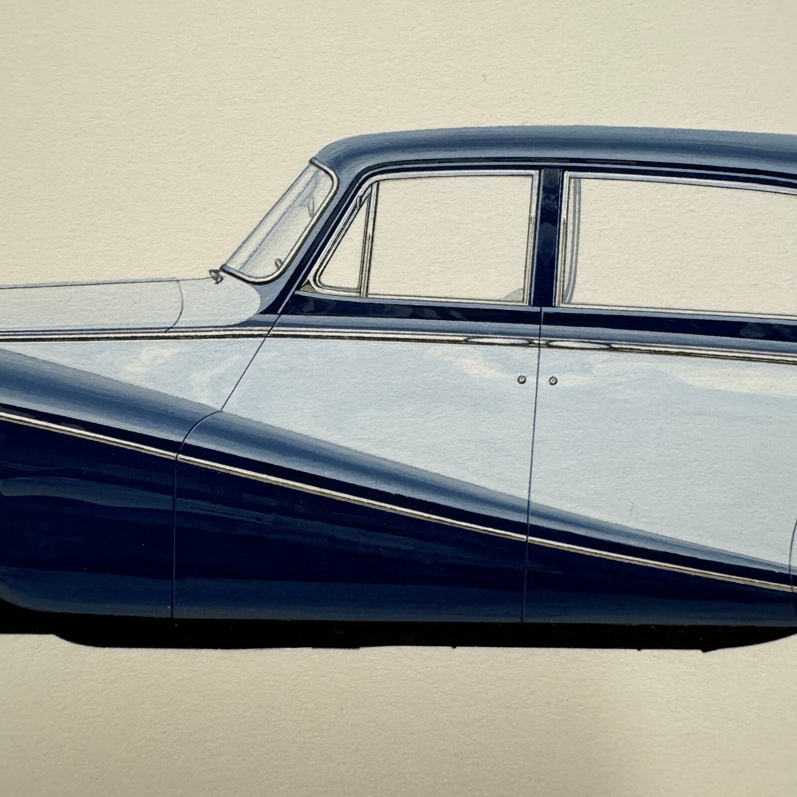 1958 Rolls Royce Silver Cloud Saloon Car Illustration Art Drawing Hand Drawn