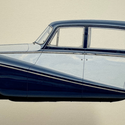 1958 Rolls Royce Silver Cloud Saloon Car Illustration Art Drawing Hand Drawn