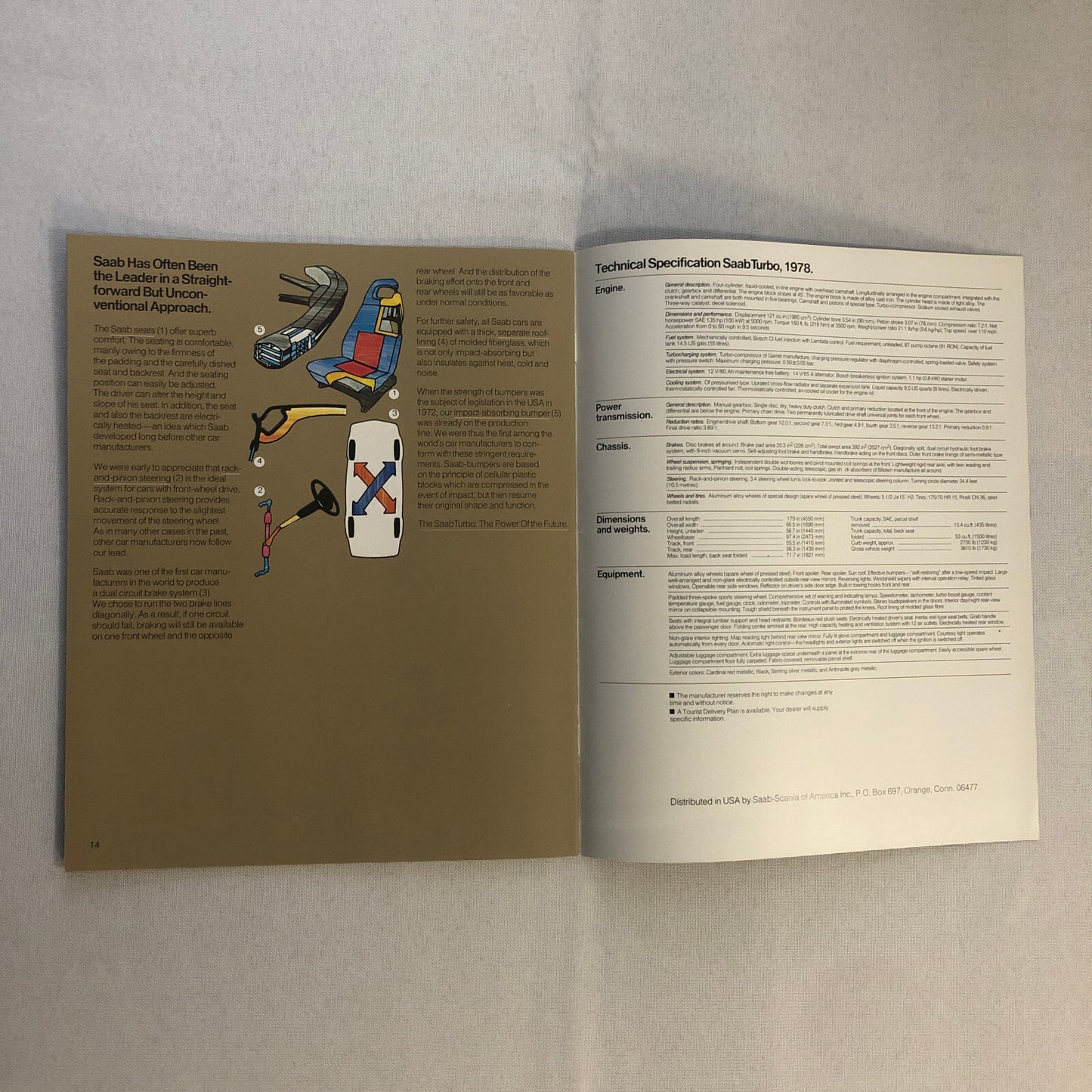 1978 Saab Turbo Car Automobile Sales Brochure Catalog