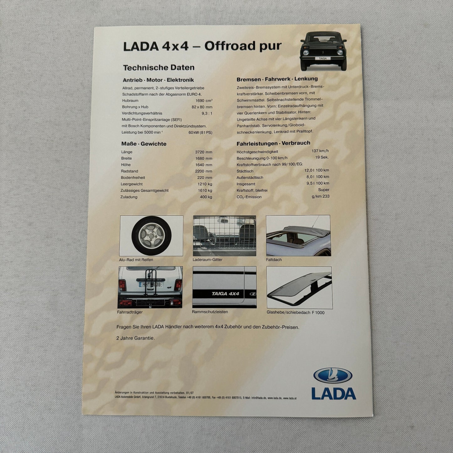 Lada Niva Car Sales Brochure Catalog GERMAN Text European Market Taiga Special +