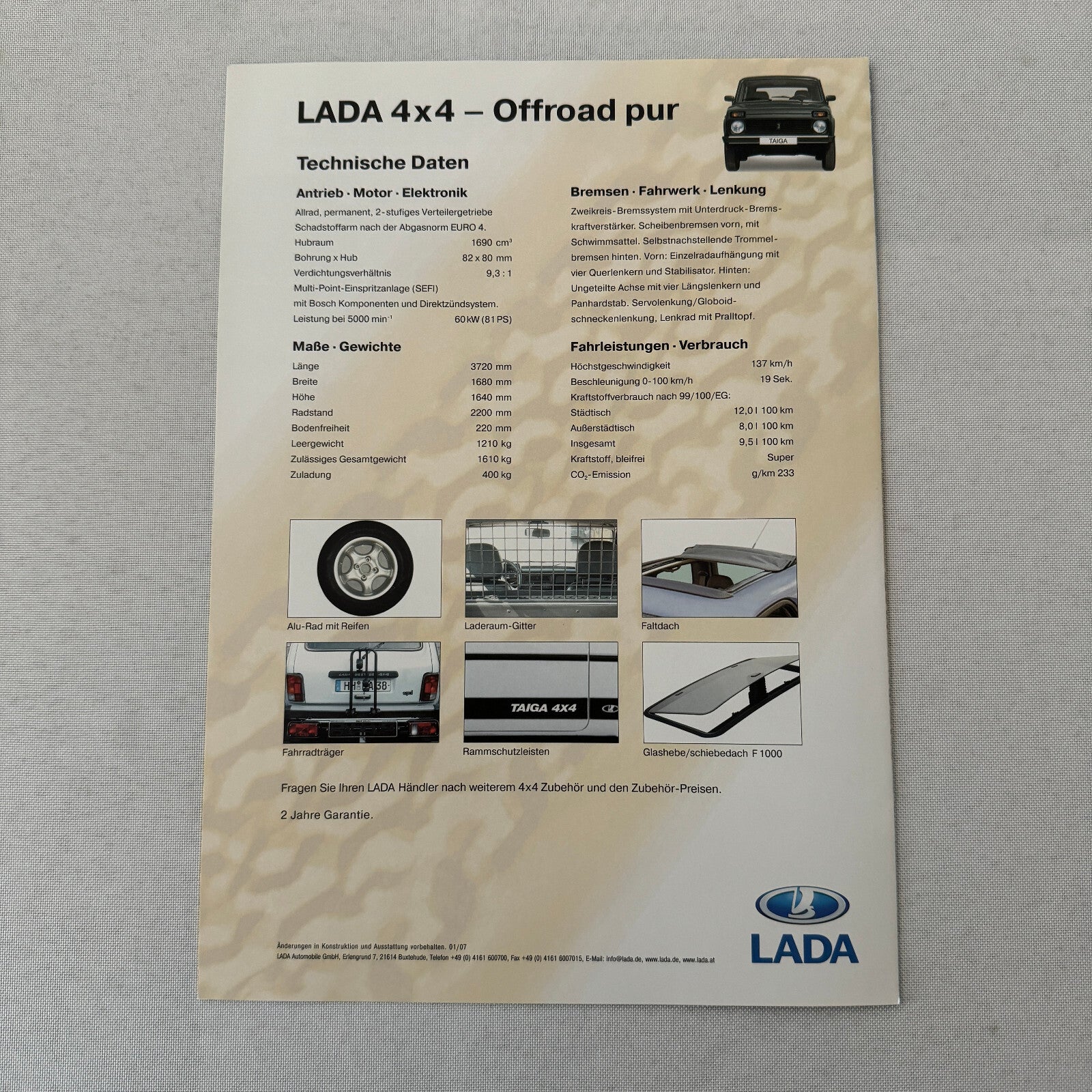 Lada Niva Car Sales Brochure Catalog GERMAN Text European Market Taiga Special +