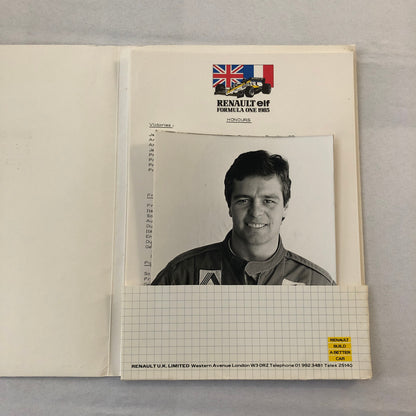 1985 Renault F1 Press Kit ELF Formula One Patrick Tambay Derek Warwick Team