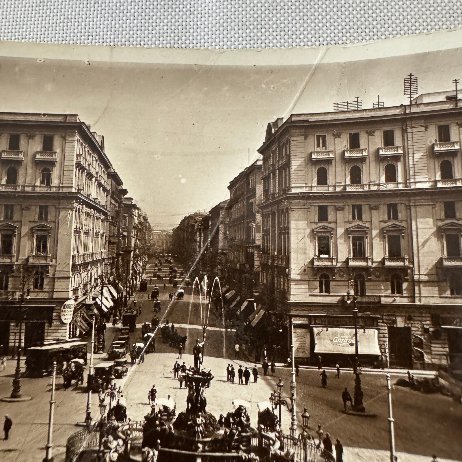 Vintage Italian Postcard Post Card Napoli Della Borsa Naples Italy Automobile