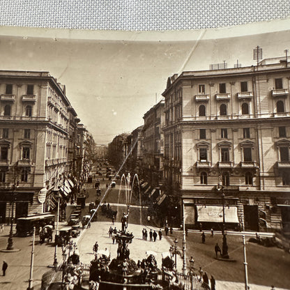 Vintage Italian Postcard Post Card Napoli Della Borsa Naples Italy Automobile