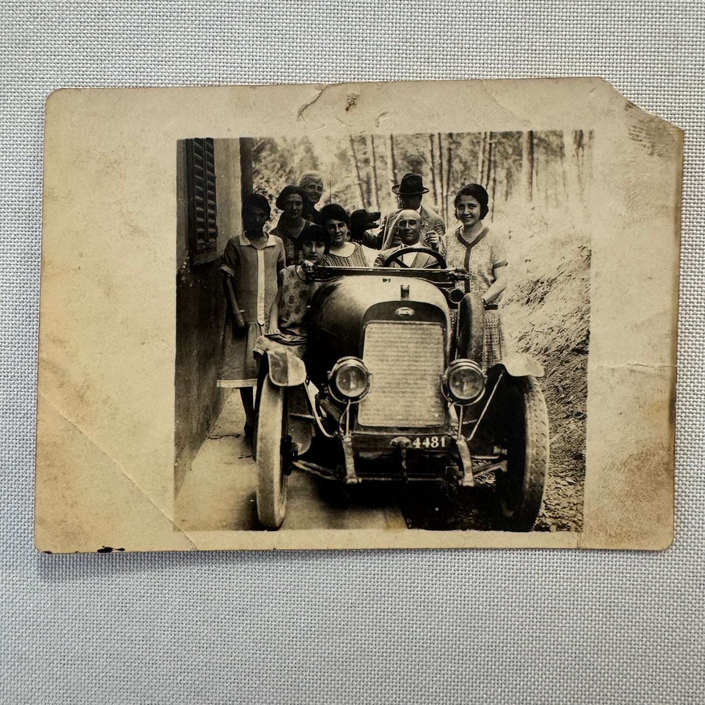Vintage Photograph Photograph Print People in Early Automobile Antique