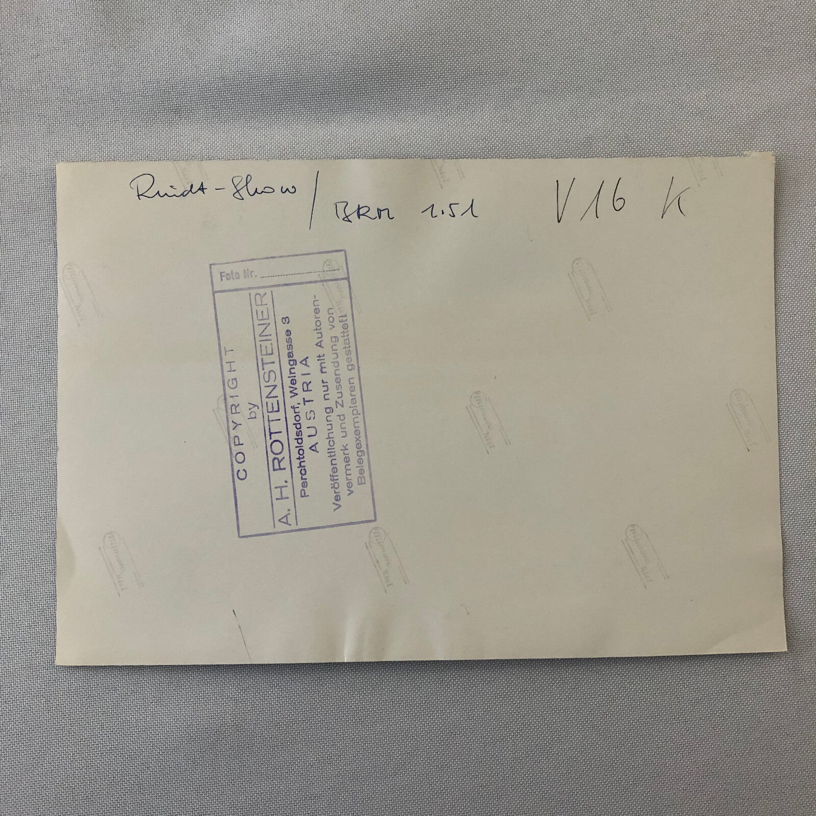 Vintage Racing Photo Photograph BRM V16 Car Jochen Rindt