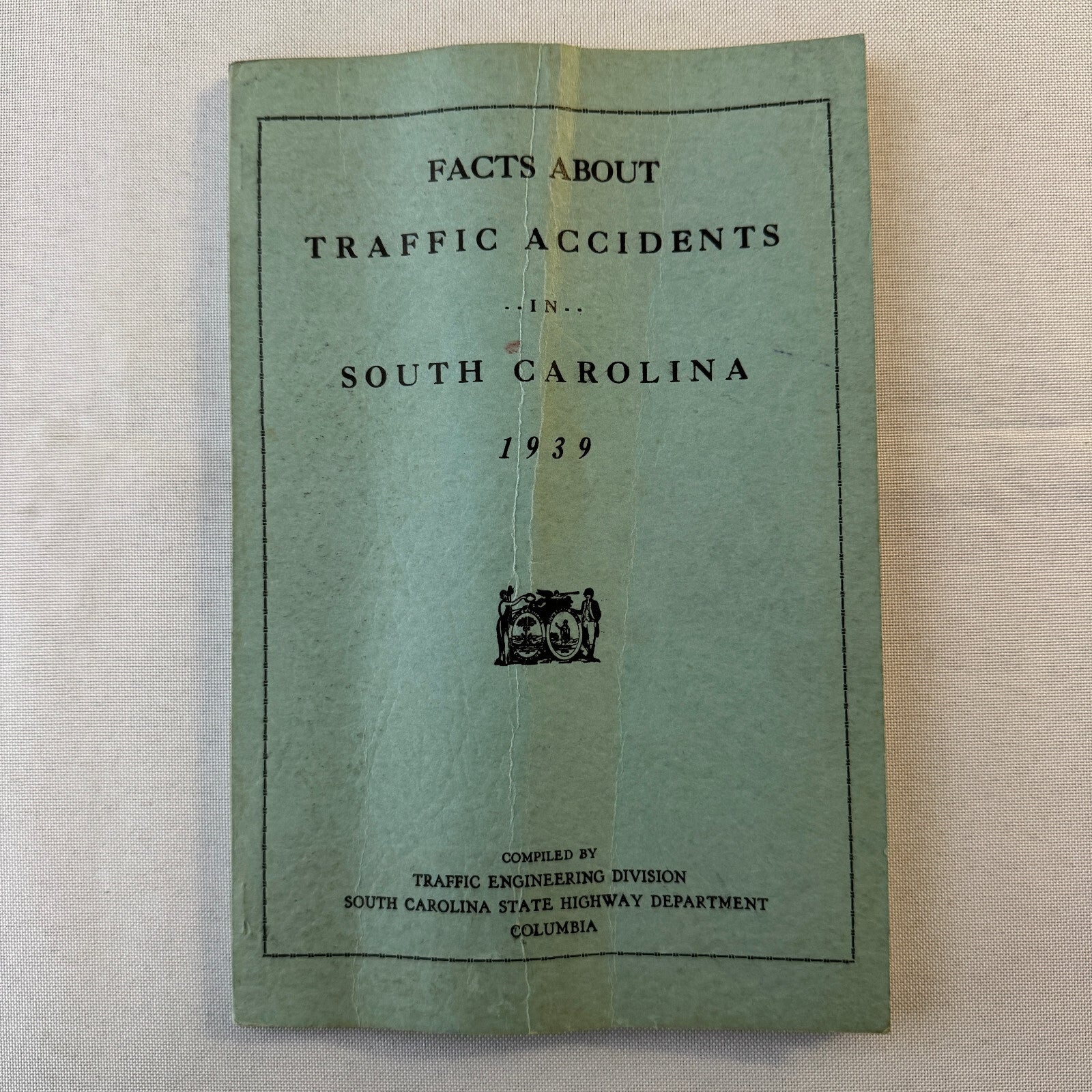 1939 South Carolina Facts about Traffic Accidents Car Automobile Report Book