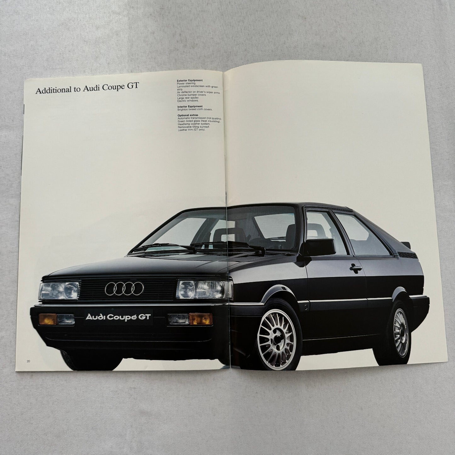 Audi Coupe Sales Brochure Catalog Advertising Audi Coupe GT 1985