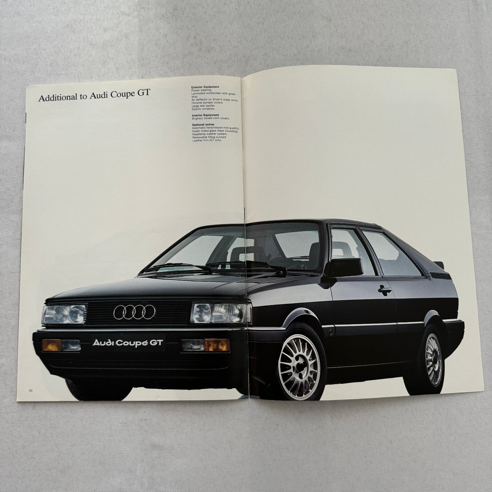 Audi Coupe Sales Brochure Catalog Advertising Audi Coupe GT 1985