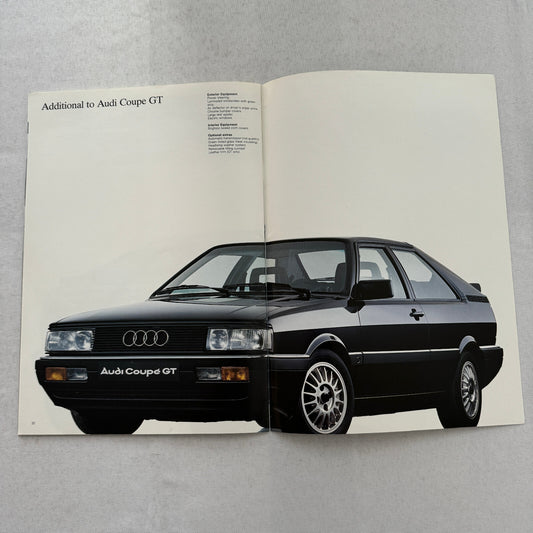 Audi Coupe Sales Brochure Catalog Advertising Audi Coupe GT 1985