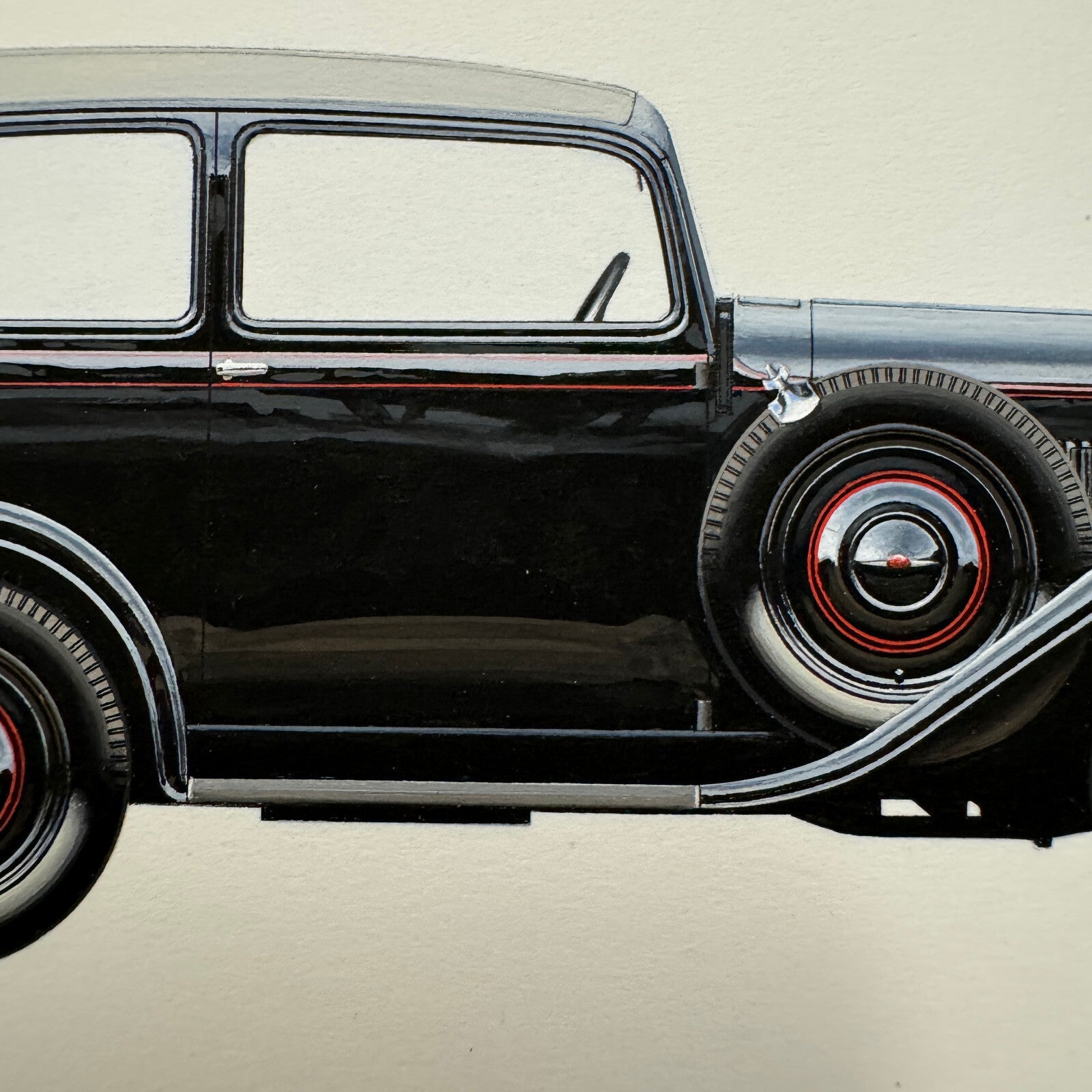 1936 Opel P4 Cabriolet Limousine Car Illustration Art Drawing Hand Drawn