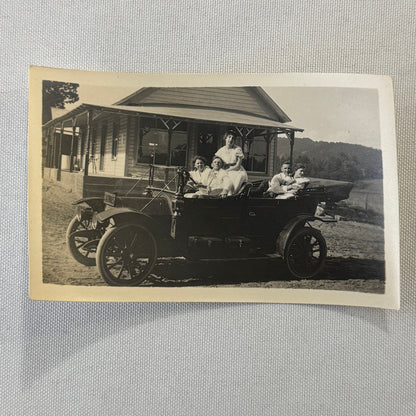 Vintage Automobile Photo Photograph Print Snapshot People in Car