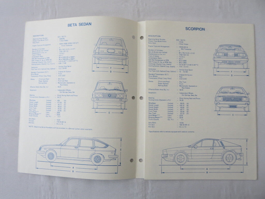 1977 Lancia Press Kit Brochure Photos Beta HPE Coupe Scorpion Sedan + 