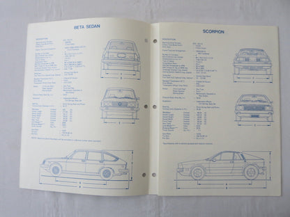 1977 Lancia Press Kit Brochure Photos Beta HPE Coupe Scorpion Sedan + 