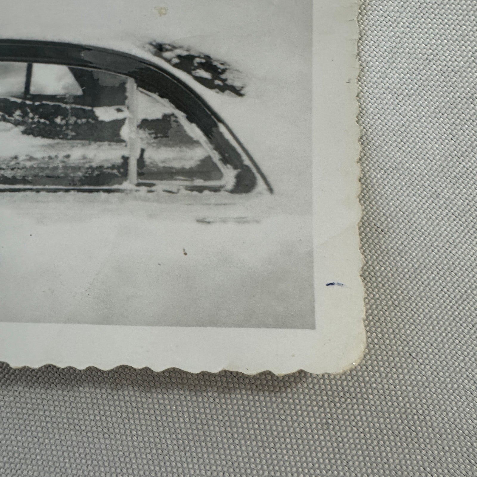 Vintage Photo Car Automobile Buried In Snow Snowstorm Man