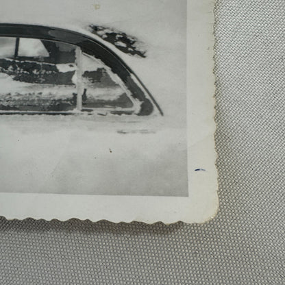 Vintage Photo Car Automobile Buried In Snow Snowstorm Man
