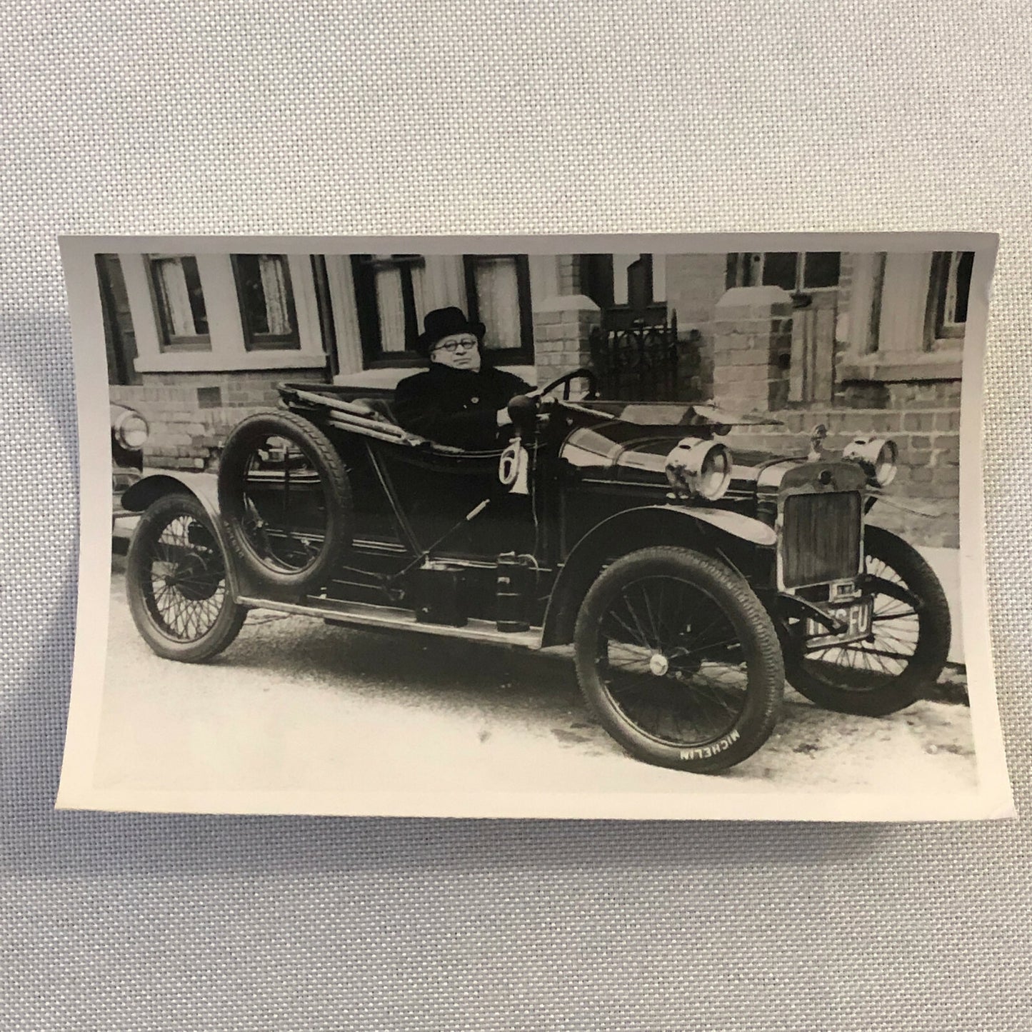 Man in Early Antique Car Automobile Photo Photograph Print 