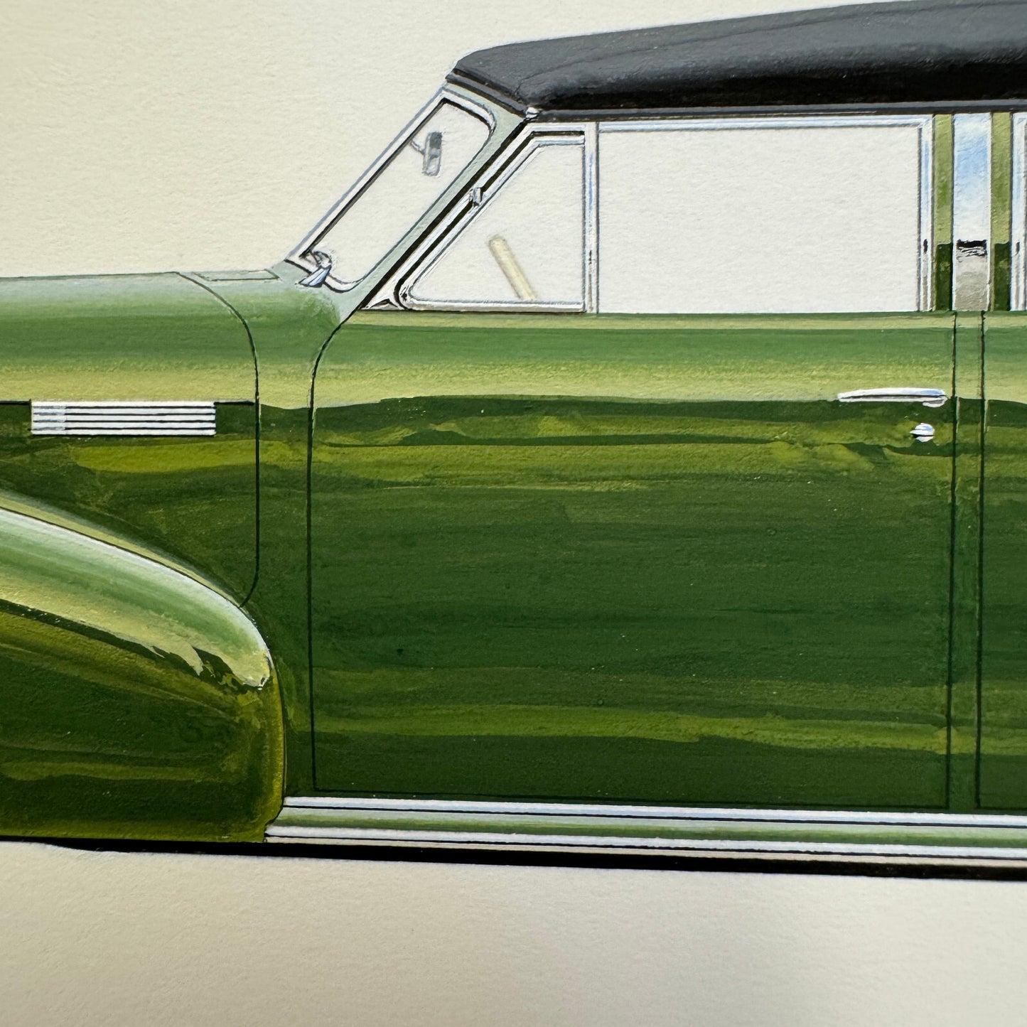 1940 LaSalle Series 52 Special Automobile Illustration Art Drawing Hand Drawn