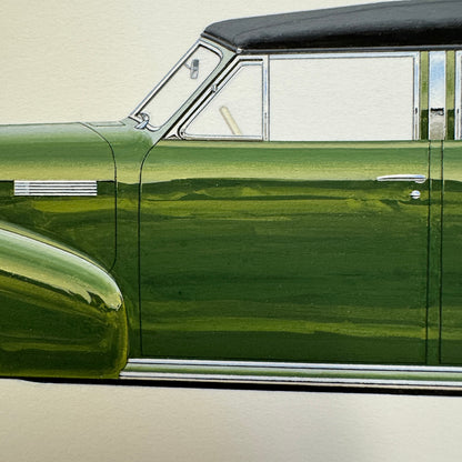 1940 LaSalle Series 52 Special Automobile Illustration Art Drawing Hand Drawn