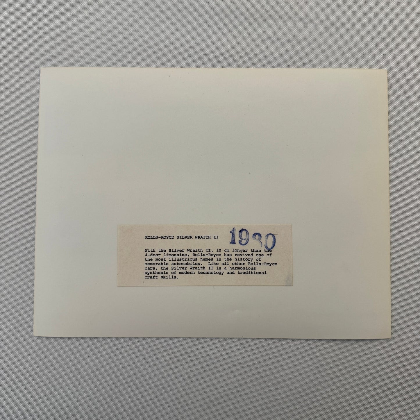 Rolls Royce Silver Wraith II Car Factory Press Photo Photograph Print 1980