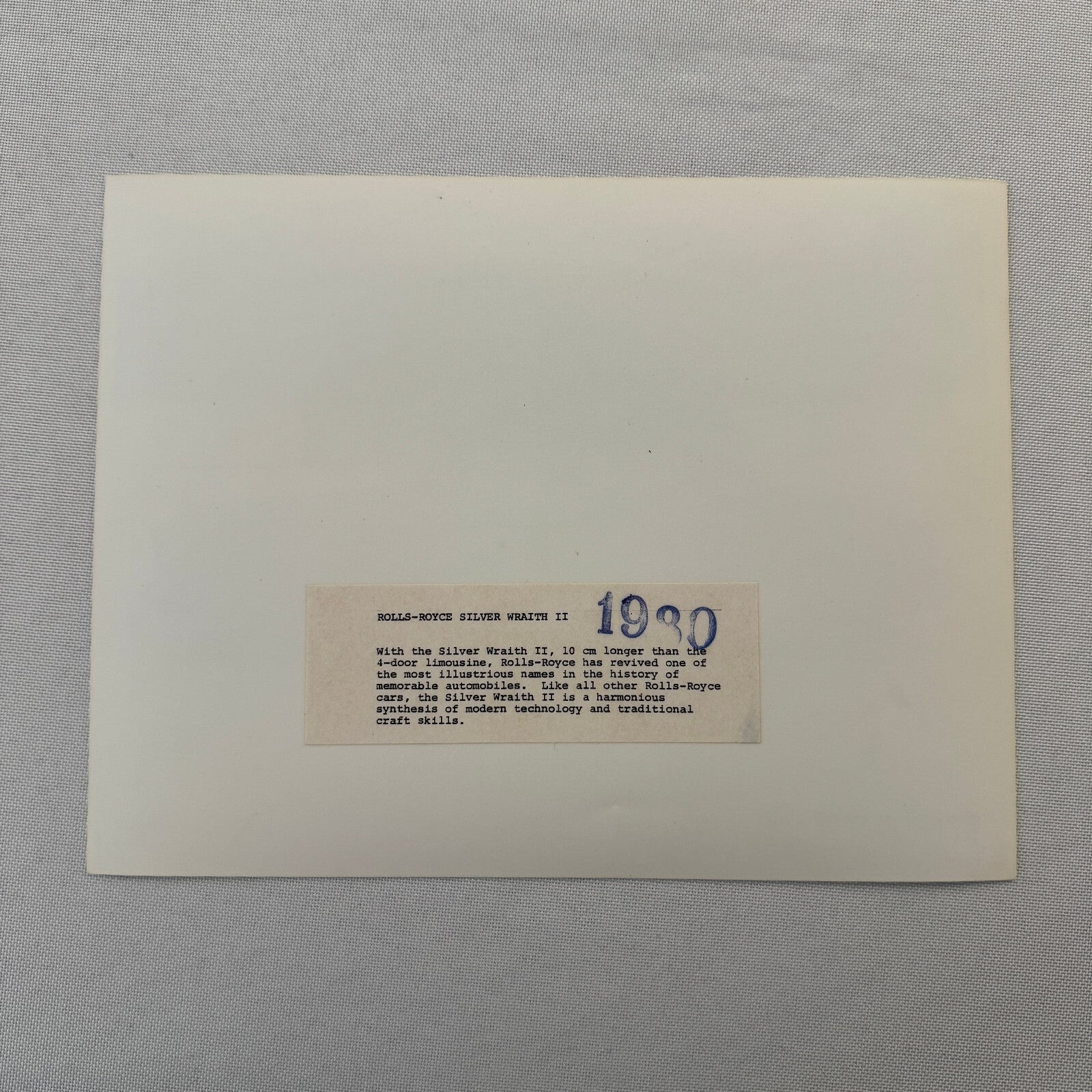 Rolls Royce Silver Wraith II Car Factory Press Photo Photograph Print 1980