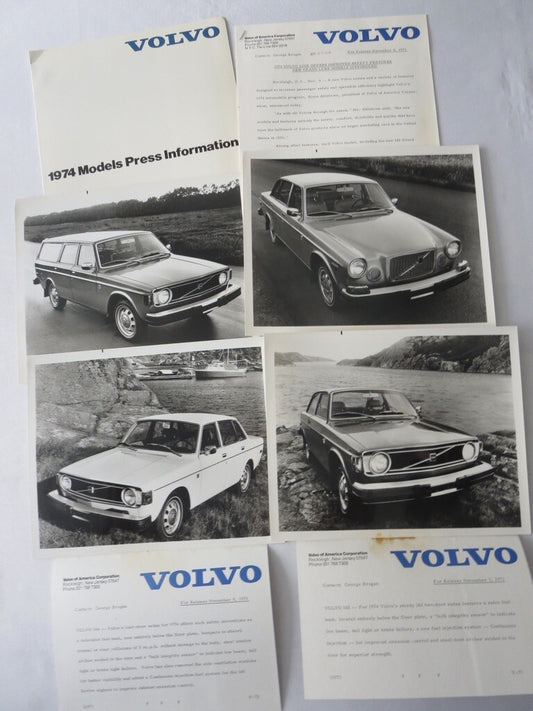 1974 Volvo Press Kit Brochure w/ Photos 164E 145 Station Wagon 144 142