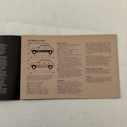 1982 Renault LeCar Car Sales Brochure Catalog Advertising Vintage