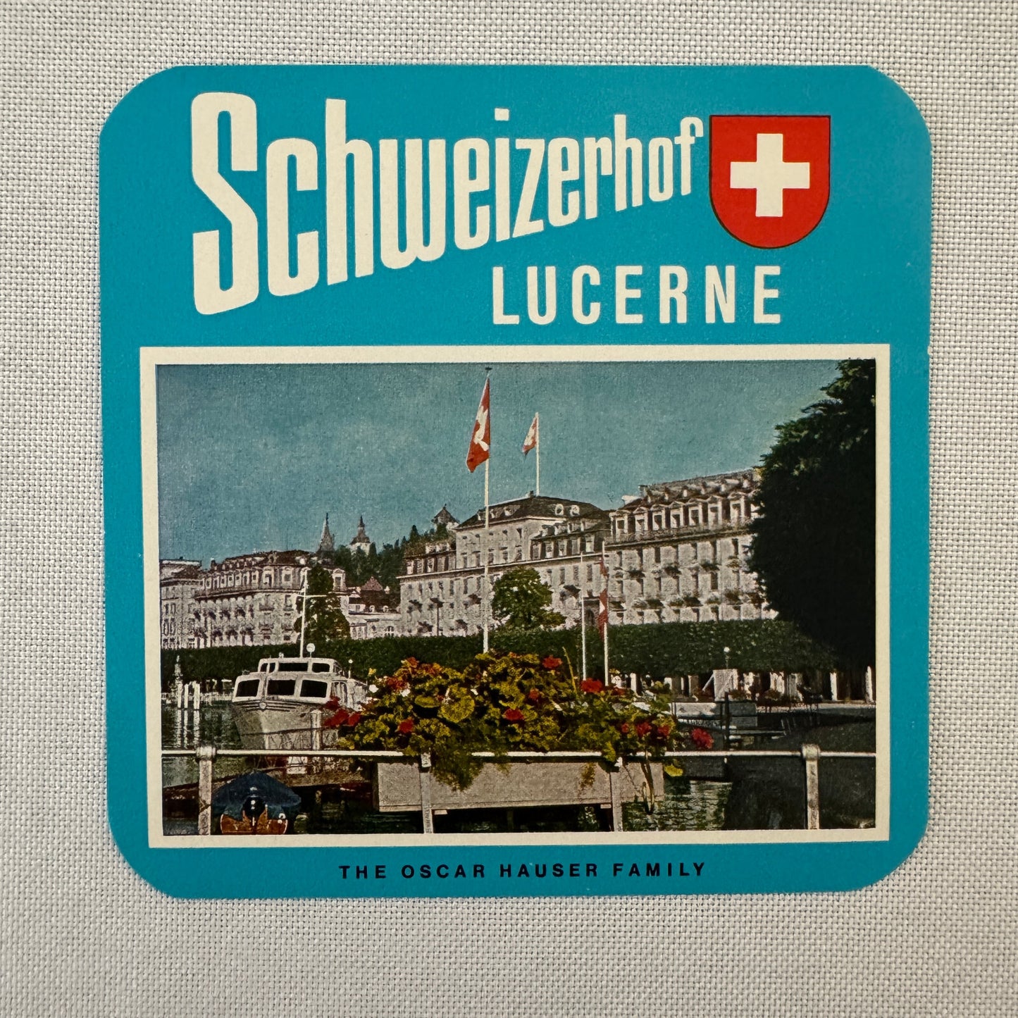 Vintage Travel Label Hotel Schweizerhof Lucerne Switzerland Swiss