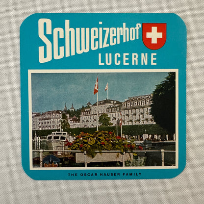 Vintage Travel Label Hotel Schweizerhof Lucerne Switzerland Swiss