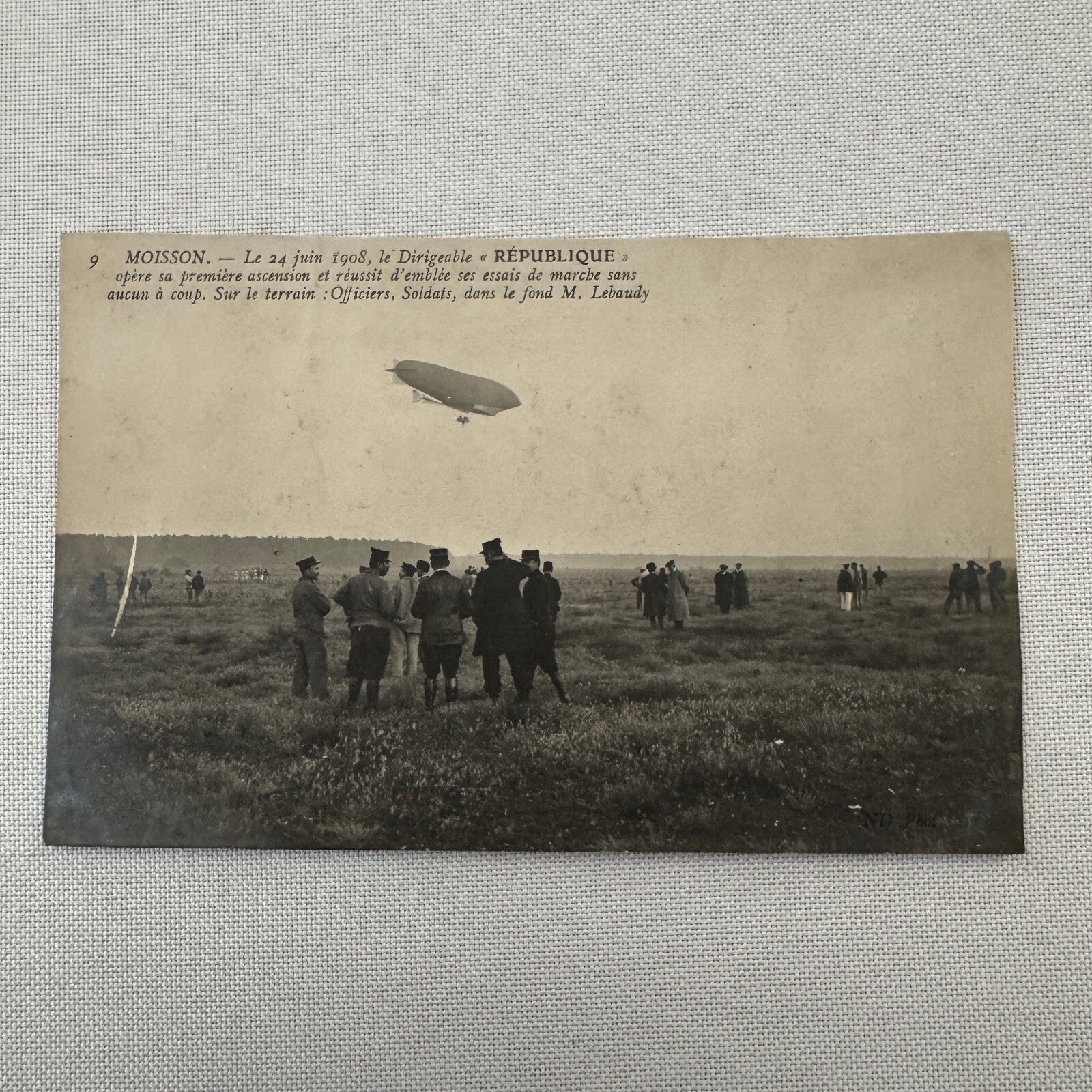 Vintage Zeppelin Airship Dirigible Postcard Post Card French Republique Military